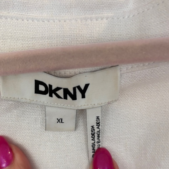 DKNY Classic White linen “shacket” Blouse - XL - Picture 2 of 3